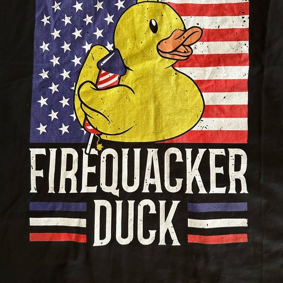 Port & Company Black Sleeveless “Firequacker Duck” XL Flare T Shirt Brand New - Picture 2 of 3